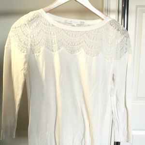 L.C. Conrad White Sweater with Threaded Detail